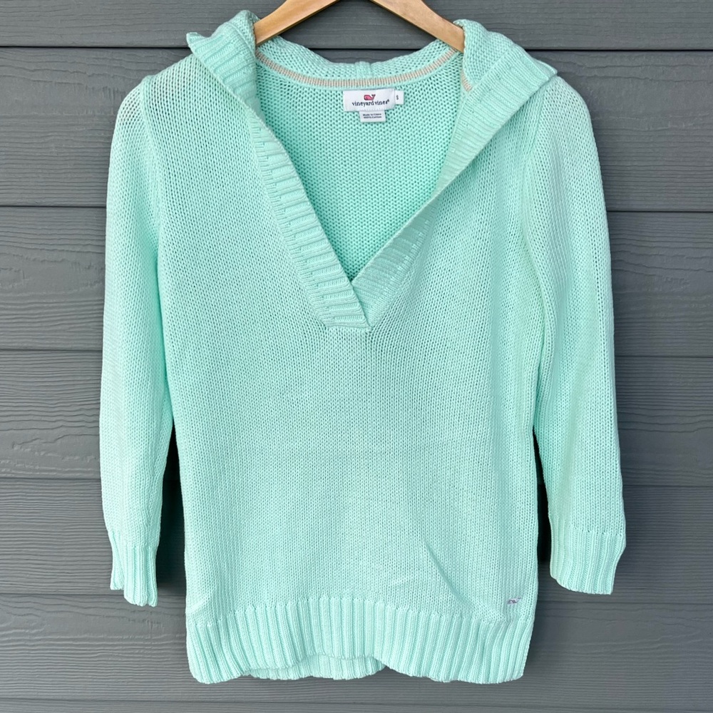 Vineyard Vines Knit Hooded V-Neck Sweater
